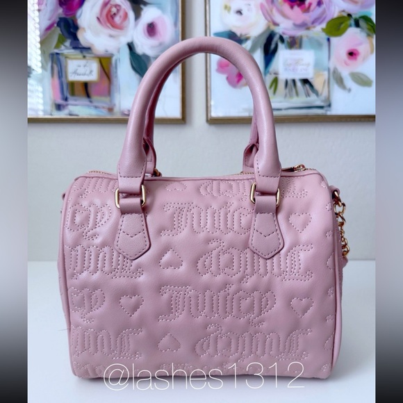 JUICY COUTURE Bag Fame Satchel - Blush Pink Quilted Logo - Picture 5 of 7